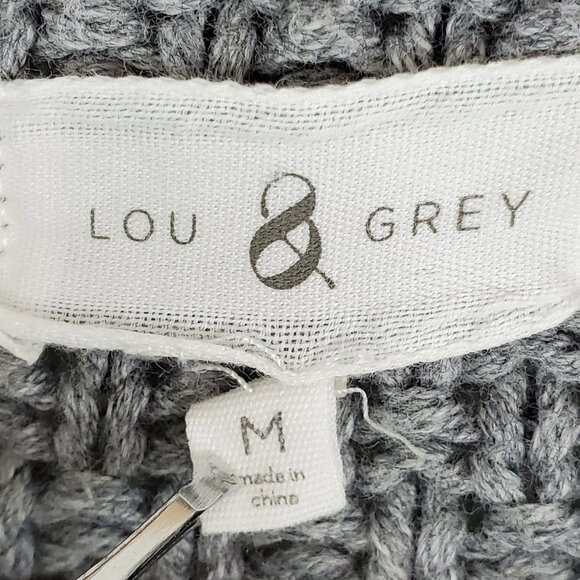 Lou & Grey Wide Ribbed Thick Knit Wool Cotton Side Snap Wrap Cardigan Sweater M - Picture 10 of 11